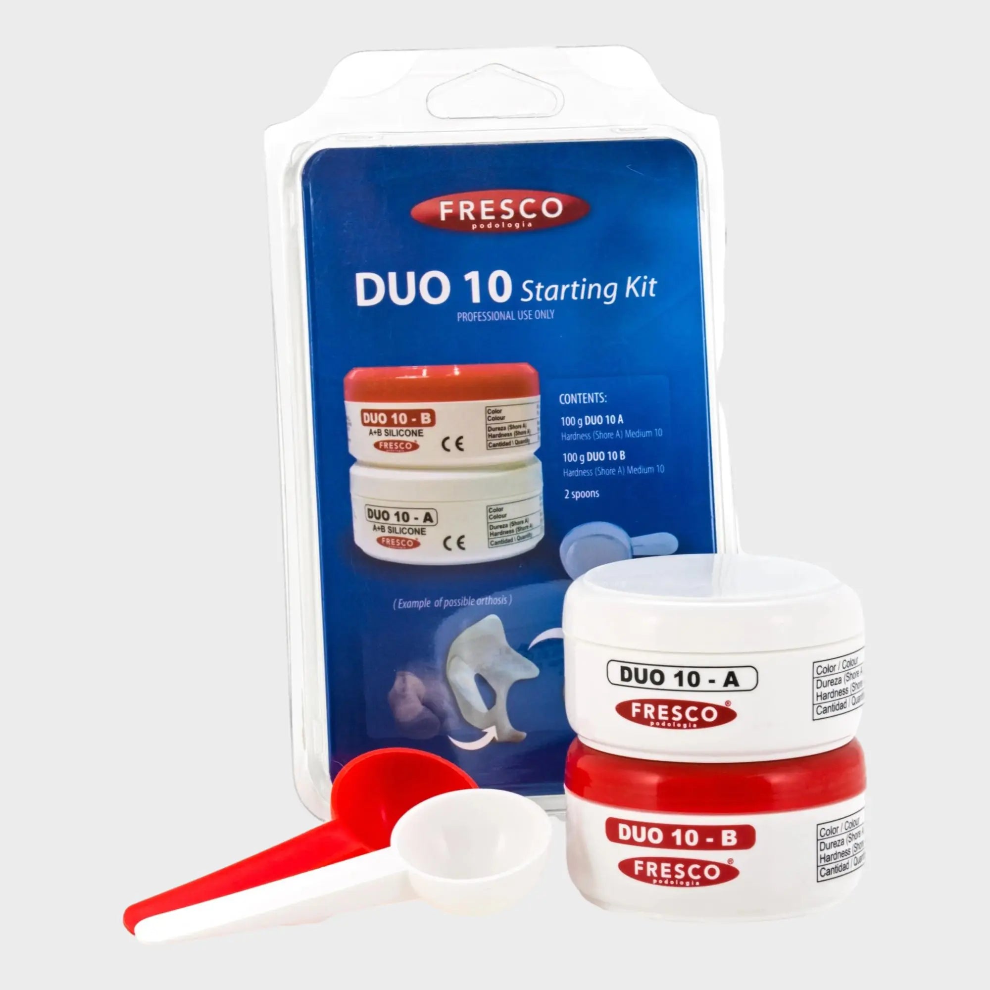 Pack de démarrage - Silicone orthoplastie DUO 10 - A+B Shore moyen A 10 - 2 x 100g - Fresco - My Podologie